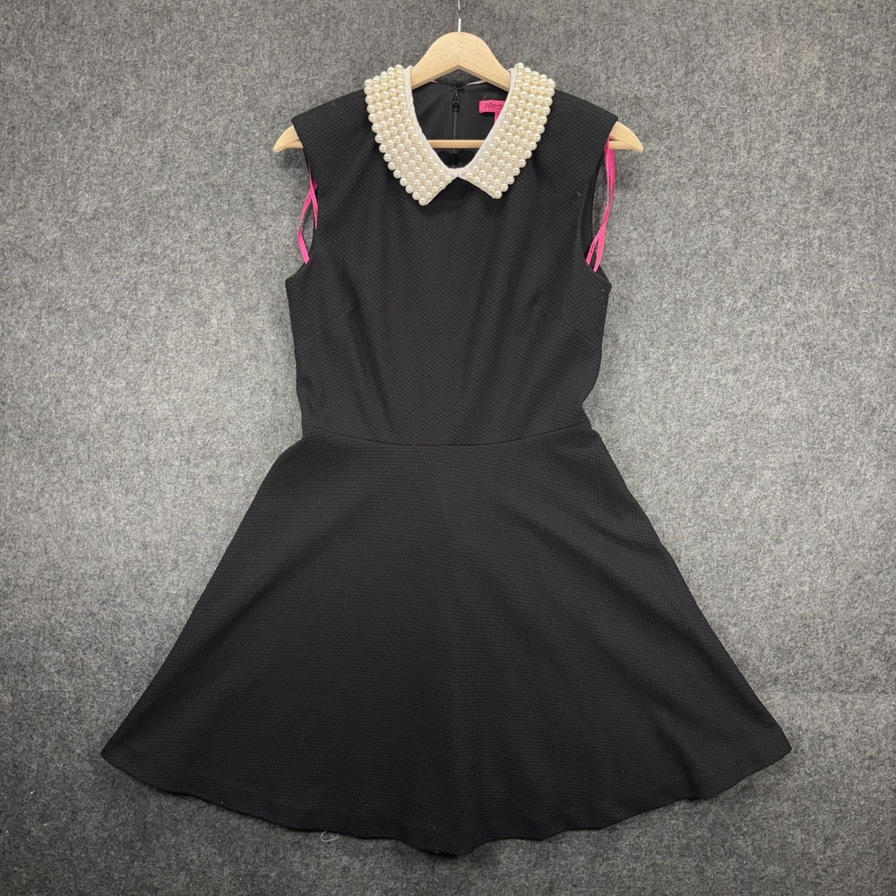 Betsey Johnson Flare Dress Women's 8 Pearl Collar Sleeveless Coquette Cocktail